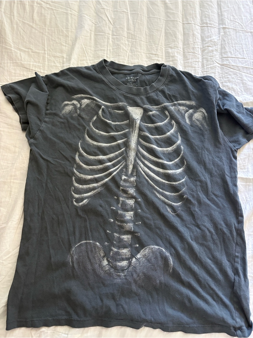 American Eagle Outfitters Black Skeleton Graphic Tee